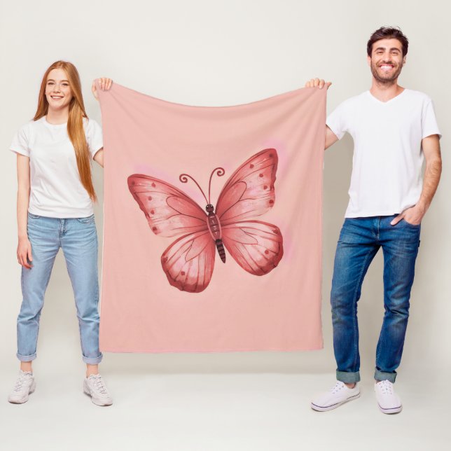 Couverture Polaire Papillon Rose Fantaisiste  (En situation)