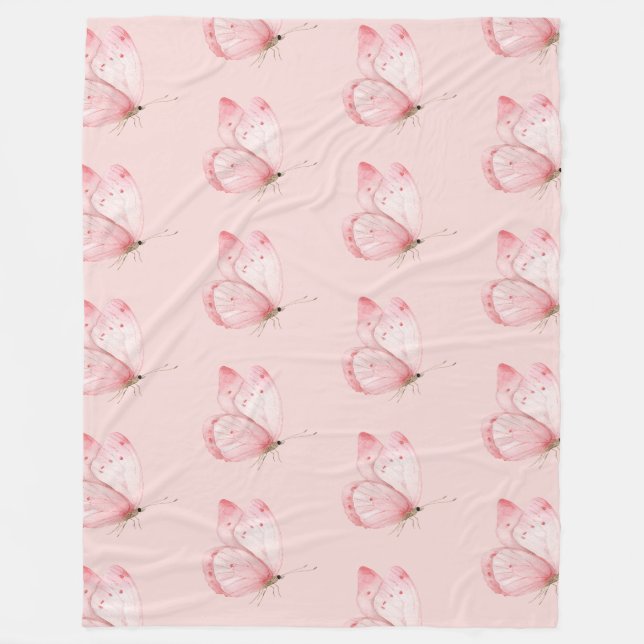 Couverture Polaire Papillon Rose Rêveur (Devant)
