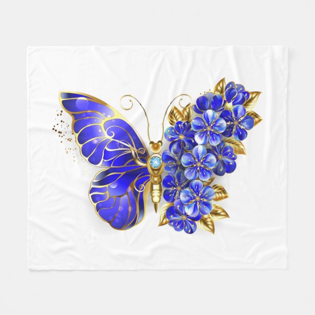 Couverture Polaire Papillon Saphir Fleur (Devant (Horizontal))
