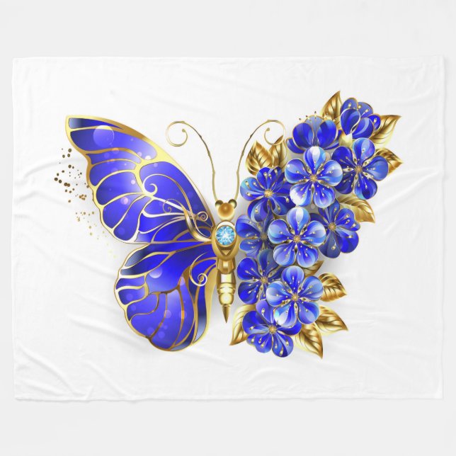 Couverture Polaire Papillon Saphir Fleur (Devant (Horizontal))
