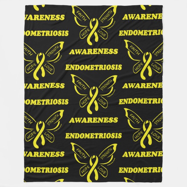 Couverture Polaire Papillon/sensibilisation...Endometriose Blanche po (Devant)