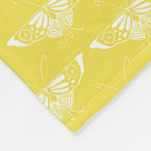 Couverture Polaire Papillon stylisé d'art déco - jaune et blanc