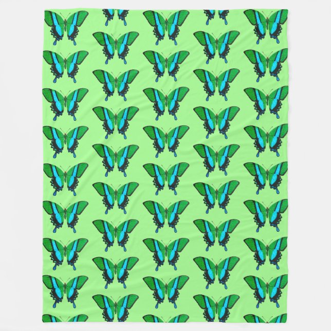 Couverture Polaire Papillon Swallowtail en vert, turquoise et noir (Devant)