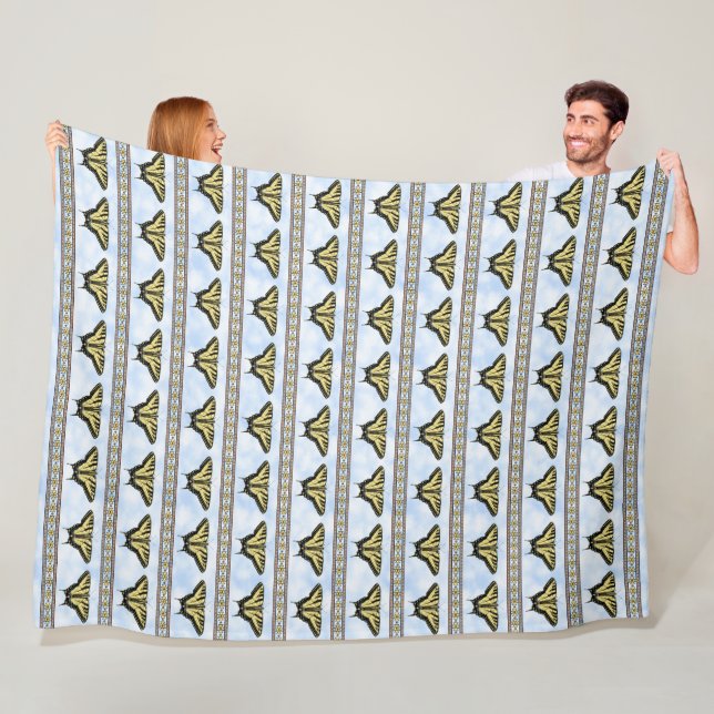 Couverture Polaire Papillon Swallowtail Jaune Sud-Ouest Grand Format (En situation)