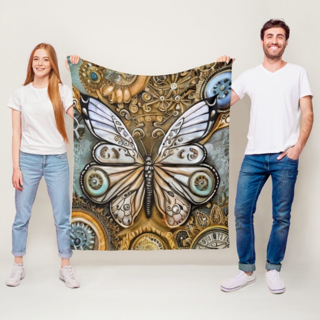 Couverture Polaire Papillon vapeur (En situation)