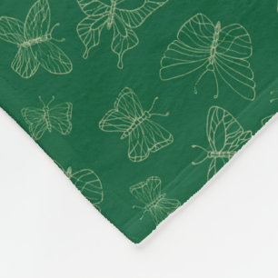 Couverture Polaire Papillon vert foncé imprimé, inspiré par la nature