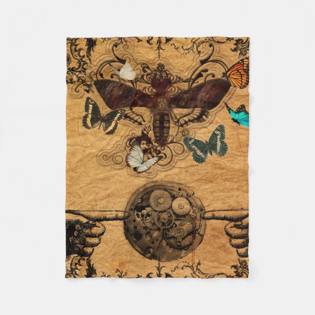 Couverture Polaire Papillon victorien grunge de Steampunk (Devant)