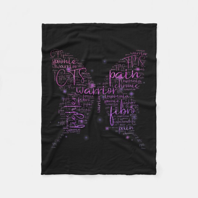Couverture Polaire Papillon violet Fibro Mot de sensibilisation du gu (Devant)
