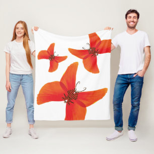 Couverture Polaire Papillons à coquelicot rouge orange avec trois nom