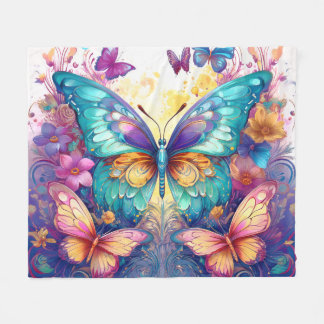 Couverture Polaire Papillons à l'aquarelle