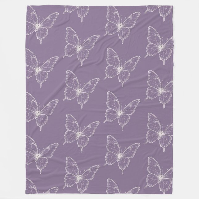 Couverture Polaire Papillons blancs violets   (Devant)