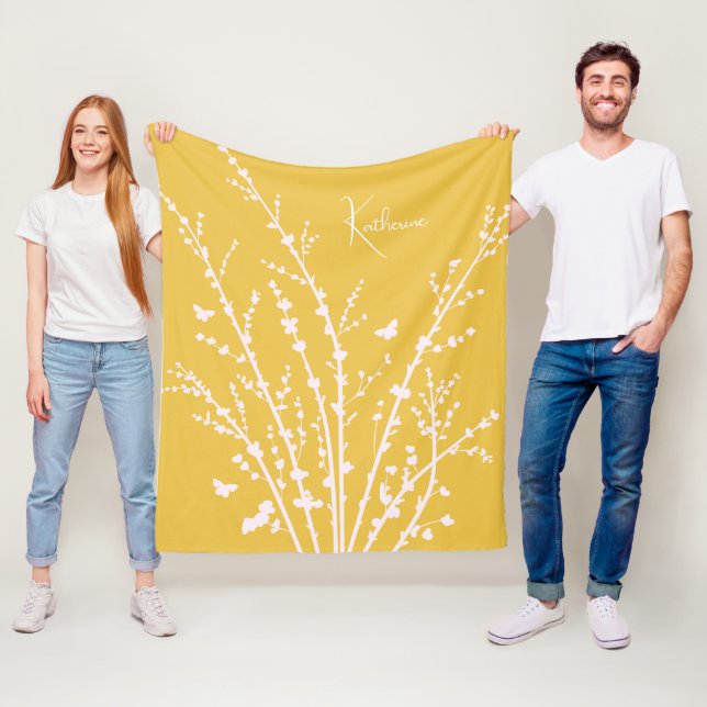 Couverture Polaire Papillons Branches Nom personnalisable (En situation)