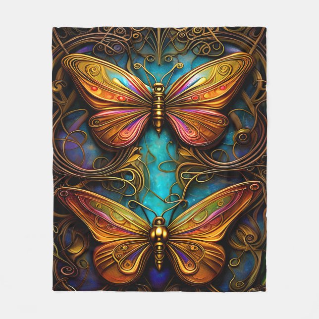 Couverture Polaire Papillons de bronze sur Aqua Blue (Devant)