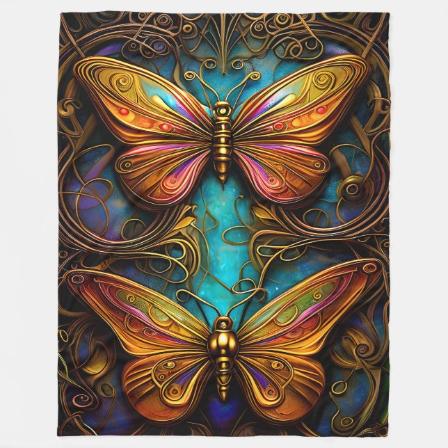Couverture Polaire Papillons de bronze sur Aqua Blue (Devant)