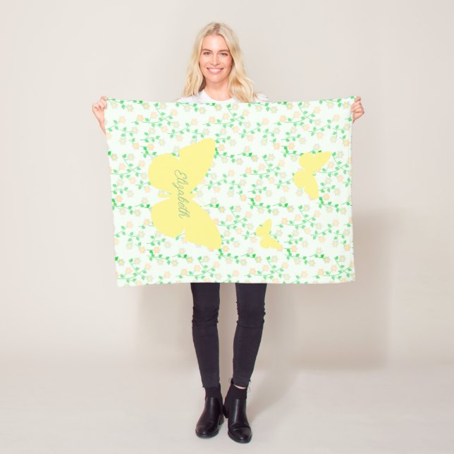 Couverture Polaire Papillons de jardin floral (En situation)