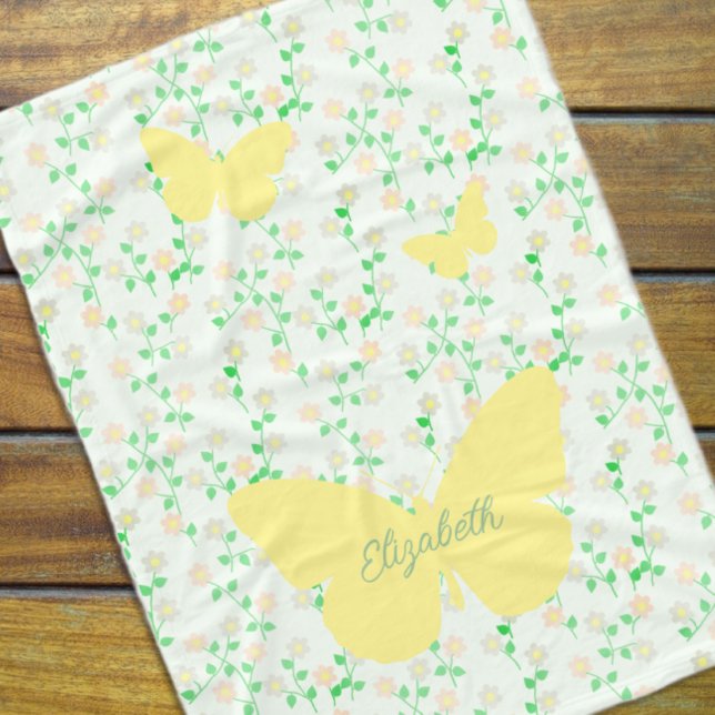Couverture Polaire Papillons de jardin floral (Créateur téléchargé)