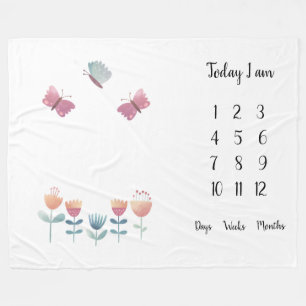 Couverture Polaire Papillons et fleurs Bébé première année