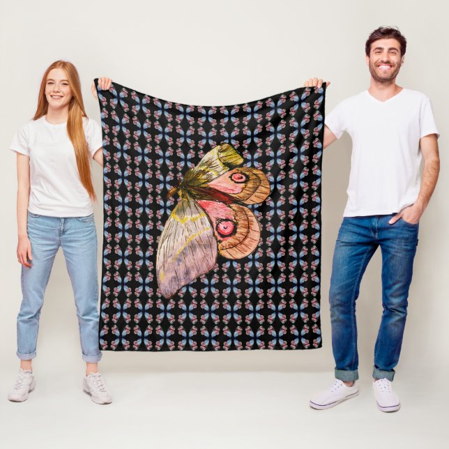 Couverture Polaire Papillons exotiques bleu rose Motif (En situation)
