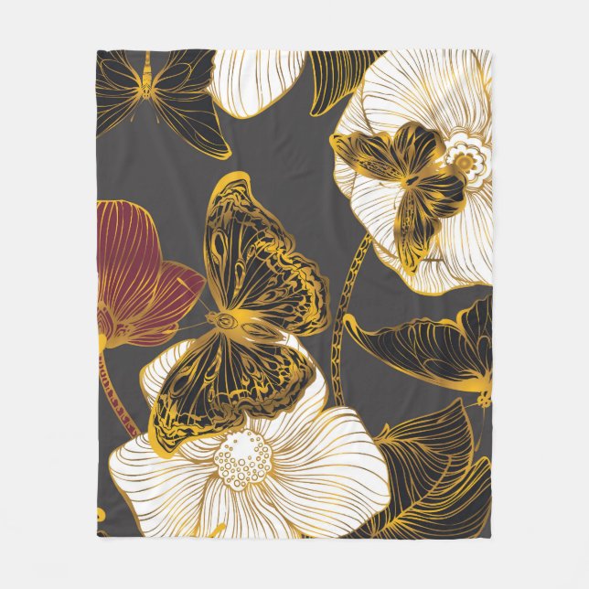 Couverture Polaire Papillons & Fleurs : Motif Boho de printemps (Devant)