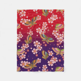 Couverture Polaire Papillons Japonais Au Milieu De Sakura Fleurit Rou