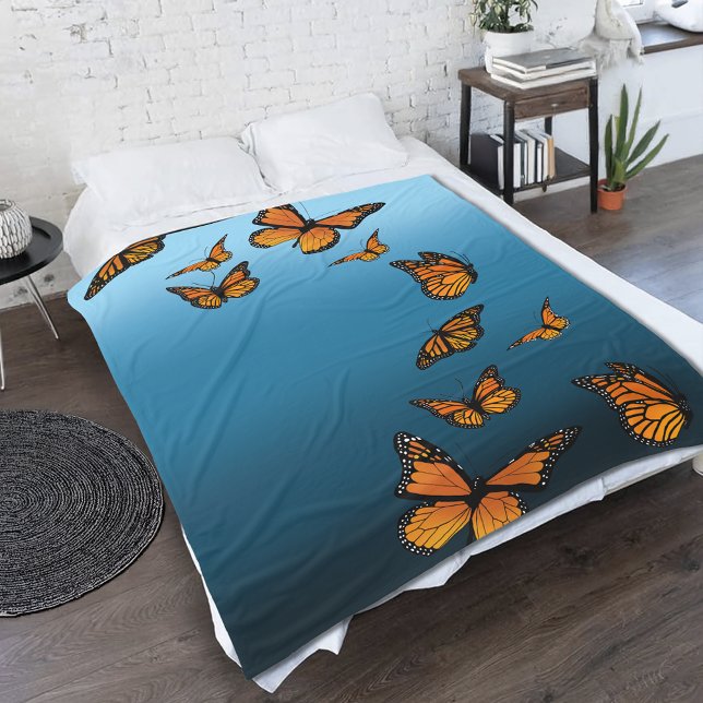 Couverture Polaire Papillons Monarch Ombre Bleu (Créateur téléchargé)