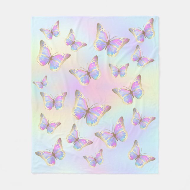 Couverture Polaire papillons pastel (Devant)