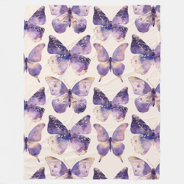 Couverture Polaire Papillons Purple Gold (Devant)