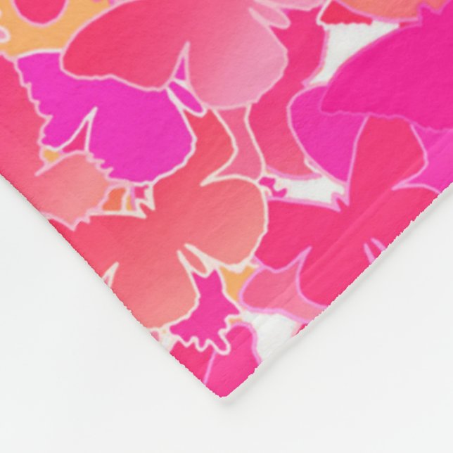 Couverture Polaire Papillons, rose, fuchsia et corail (Coin)