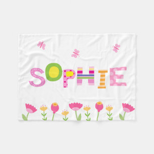 Couverture Polaire Papillons roses faits sur commande, fleurs le nom