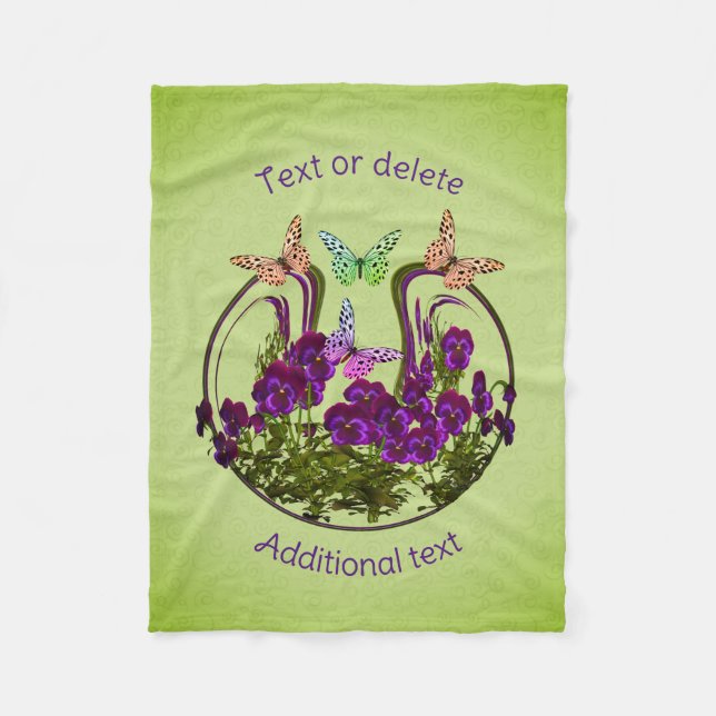 Couverture Polaire Papillons Sur L'Art Fleur Abstrait Personnalisé (Devant)