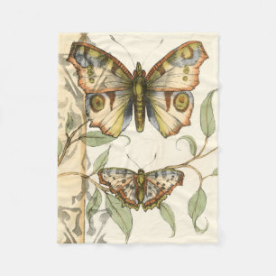 Couverture Polaire Papillons tandem au-dessus de feuille vert