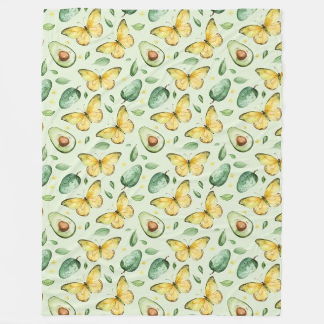 Couverture Polaire Papillons verts d'avocat Anniversaire (Devant)