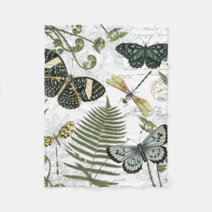 Couverture Polaire papillons vintages et libellules modernes