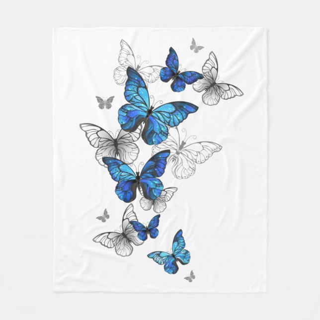 Couverture Polaire Papillons volants bleus Morpho (Devant)