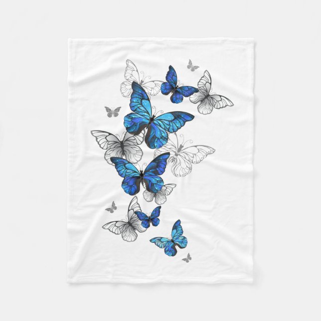 Couverture Polaire Papillons volants bleus Morpho (Devant)