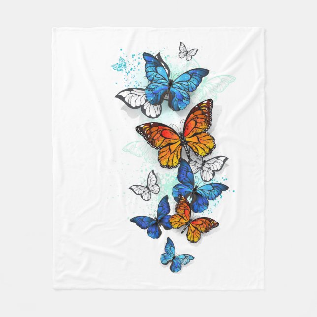 Couverture Polaire Papillons volants Morpho et Monarch (Devant)