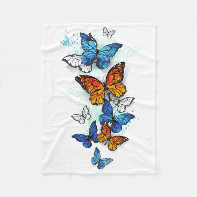 Couverture Polaire Papillons volants Morpho et Monarch (Devant)