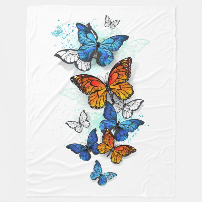 Couverture Polaire Papillons volants Morpho et Monarch (Devant)