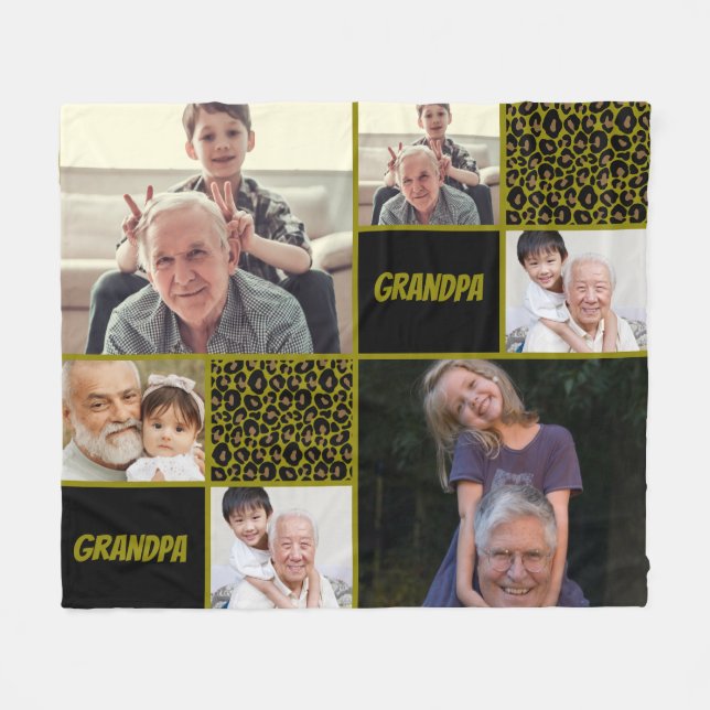 Couverture Polaire  Papy Collage de Photos Personnalisé  (Devant (Horizontal))
