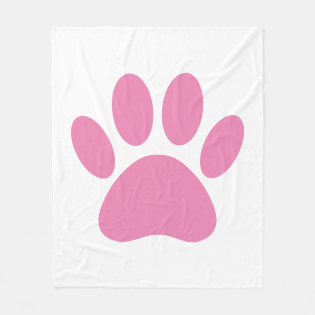 Couverture Polaire Paquet Pawprint de chien rose (Devant)