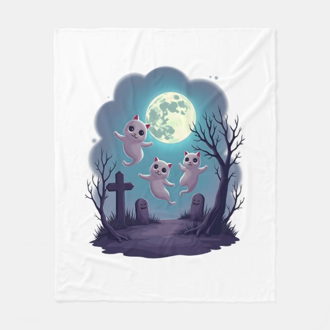 Couverture Polaire Parade de chat fantôme (Devant)