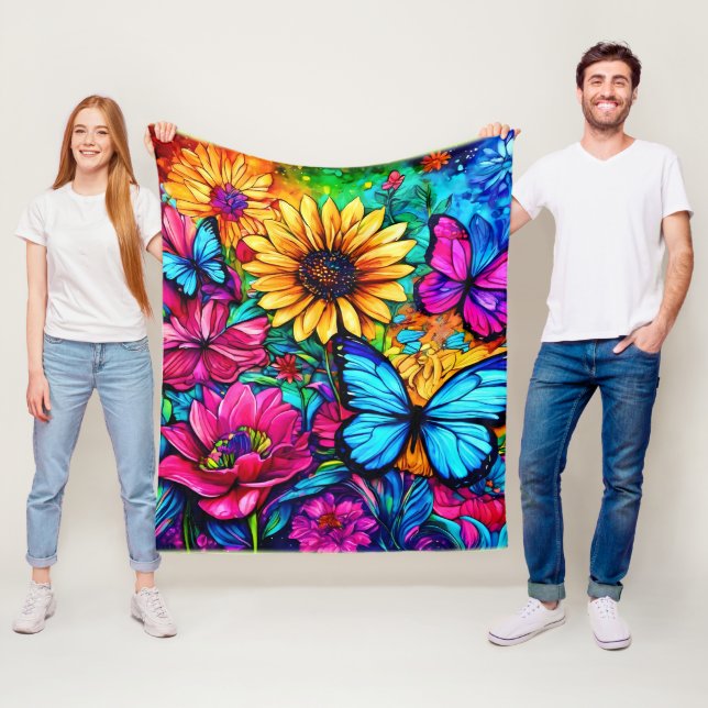 Couverture Polaire Paradis papillon florissant (En situation)