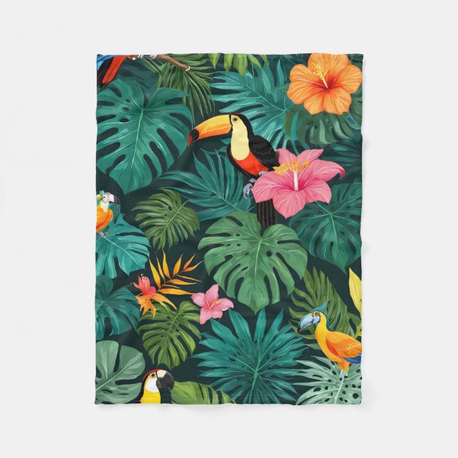 Couverture Polaire Paradis tropical Motif de la jungle (Devant)