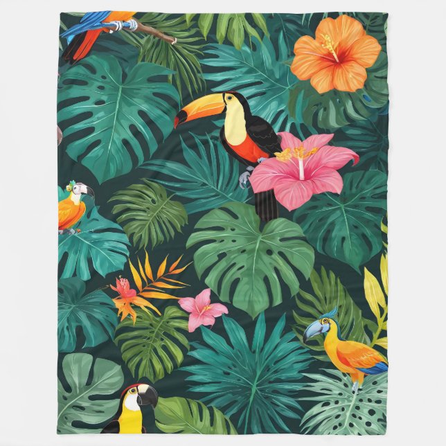Couverture Polaire Paradis tropical Motif de la jungle (Devant)