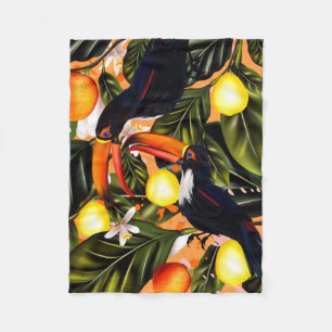 Couverture Polaire Paradis tropical. Toucans et agrume