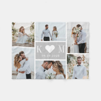 Couverture Polaire Paraphe amoureuse Initiales modifiable Couleur Col