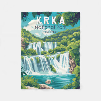 Couverture Polaire Parc national de Krka Croatie Travel Art Vintage