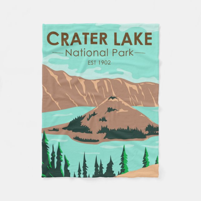 Couverture Polaire Parc national du lac Crater Oregon Vintage (Devant)
