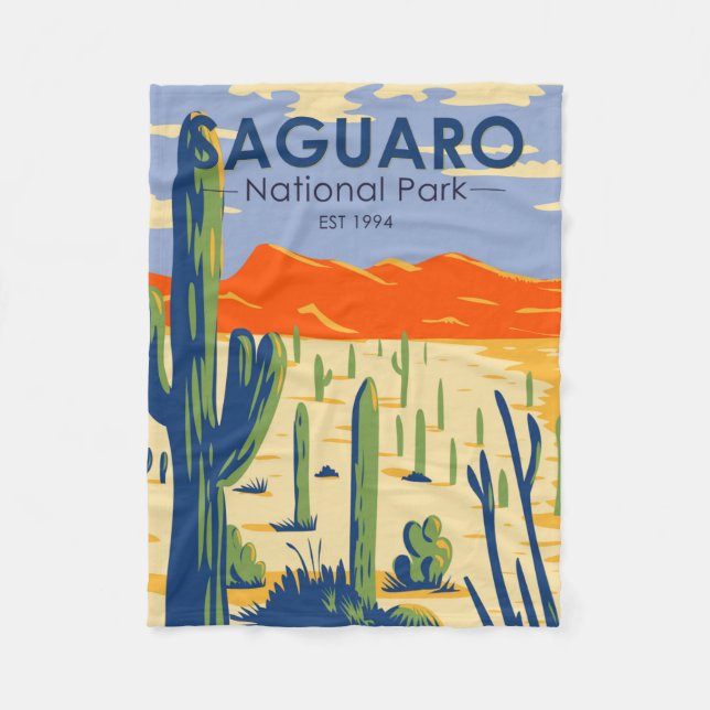 Couverture Polaire Parc national du Saguaro Arizona Giant Cactus Vint (Devant)