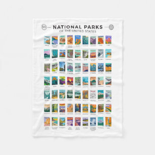Couverture Polaire Parcs nationaux des États-Unis Liste Vintage 